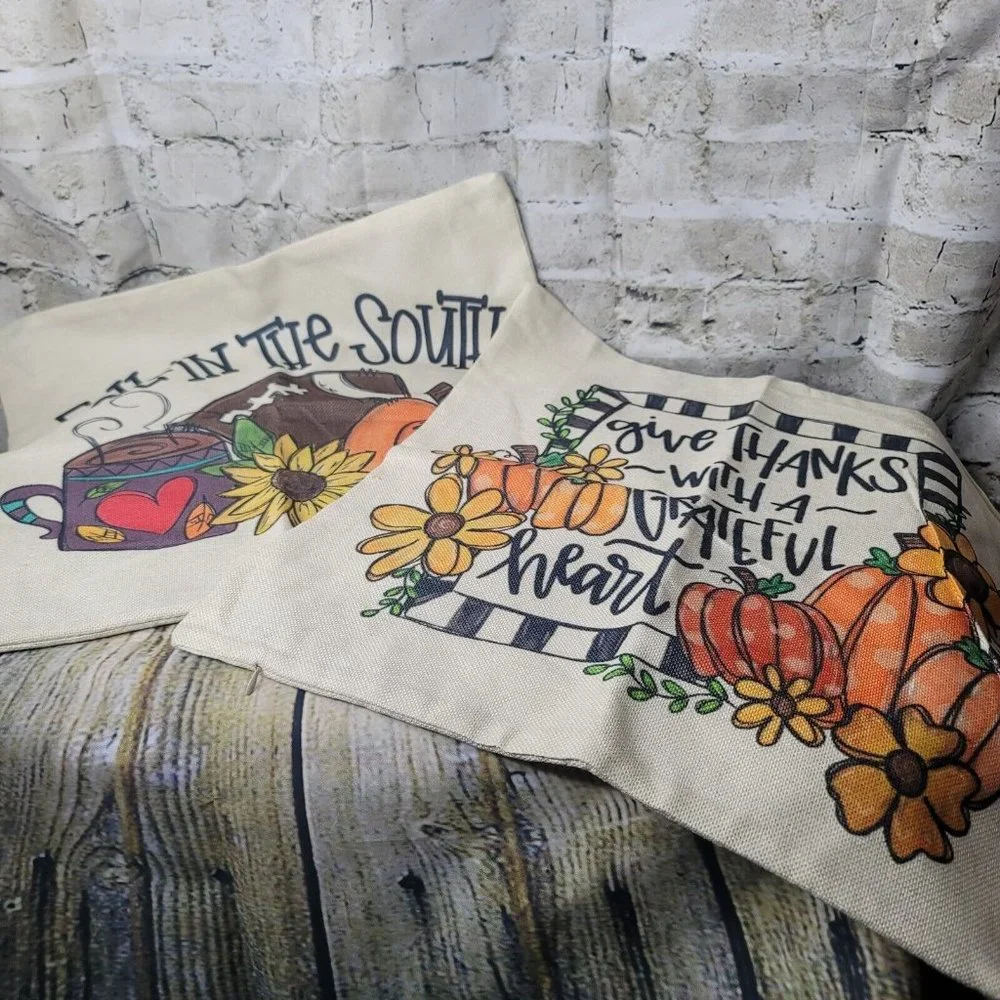 2 Fall Football South Grateful Heart Cases Throw Pillow Cover Home Cushion Sofa
